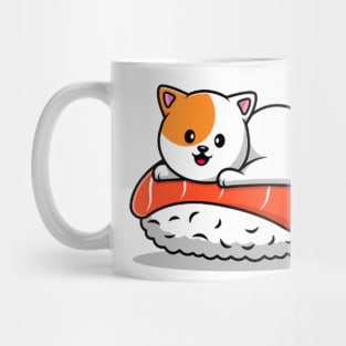 Nigiri sushi and cat, nigiri salmon Mug